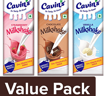 Milkshake – Chocolate + Milkshake – Vanilla +Milkshake – Strawberry (200ml each)