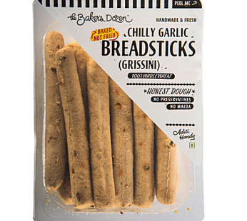 Chilli Garlic Grissini Breadsticks – 100% Wholewheat